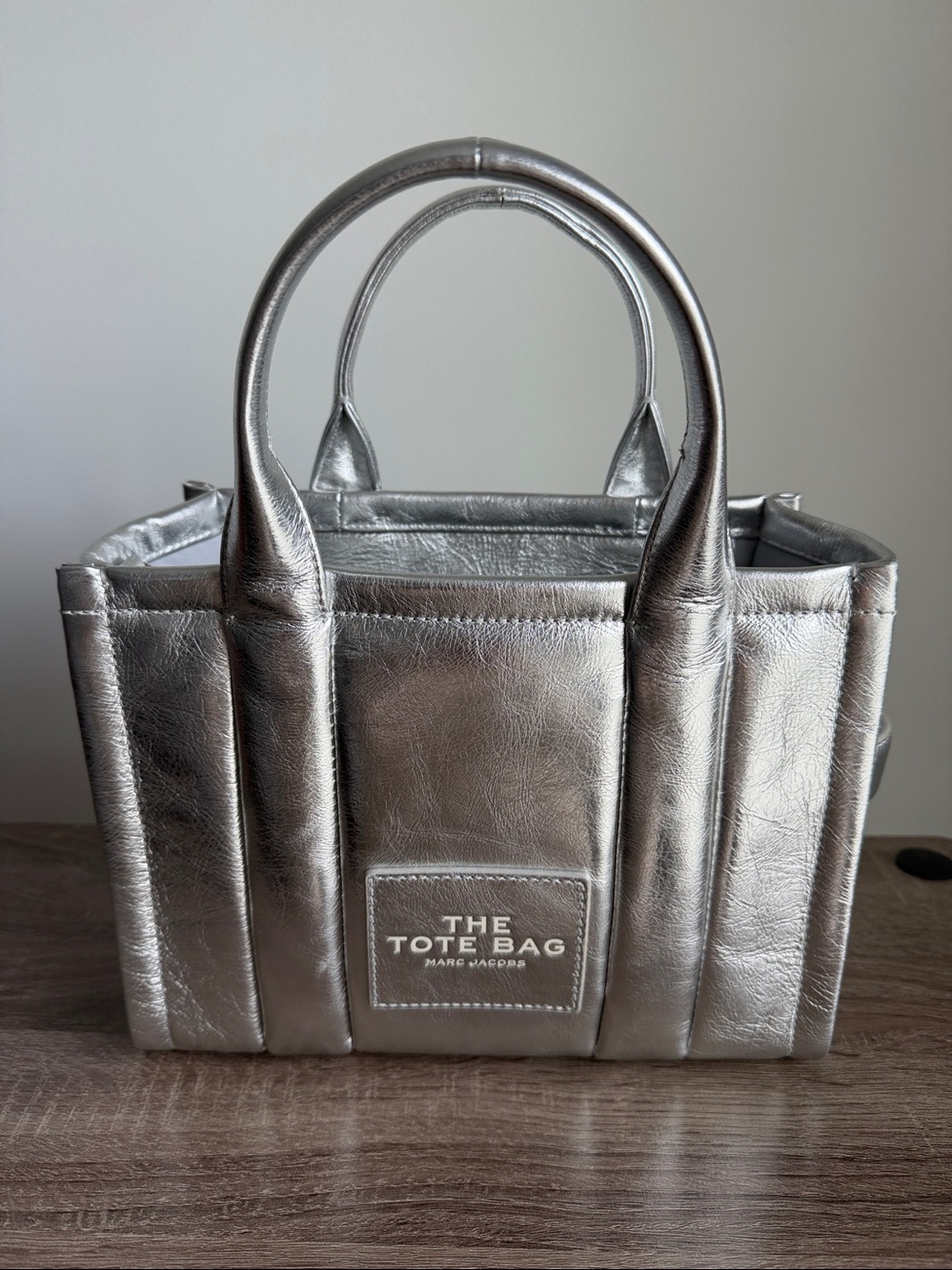 Silver Metallic Quilted Crossbody Bag